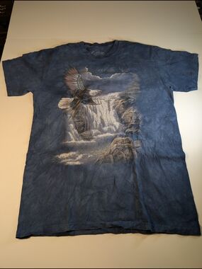Vintage The Mountain Mens Large Blue Tie Dye Graphic Tee